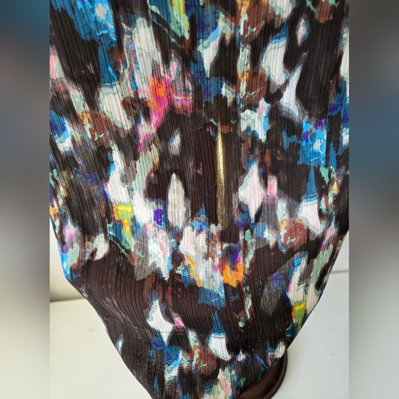 RACHEL ROY Watercolour Patterned Semi Sheer Lightweight Belted Dress. Size M - Picture 7 of 13